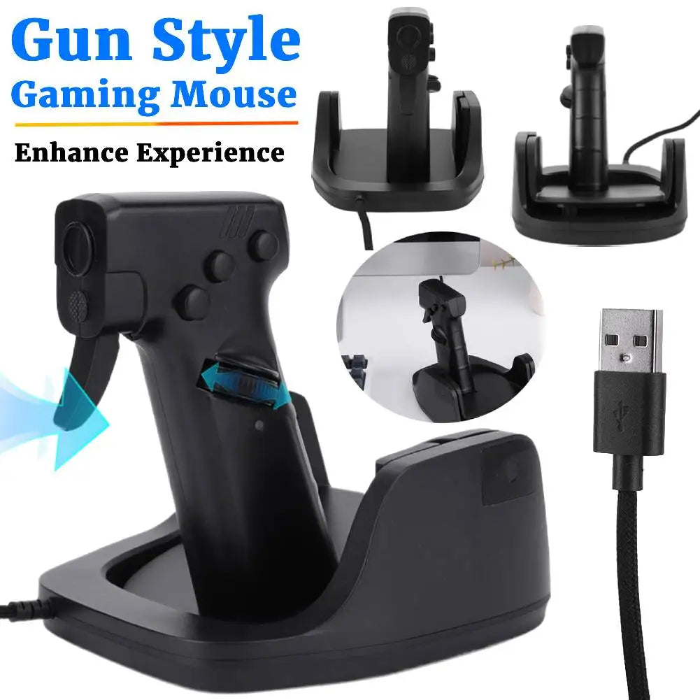 Vertical Gaming Mouse Gun Style Ergonomic FPS Pistol Grip With Trigger
