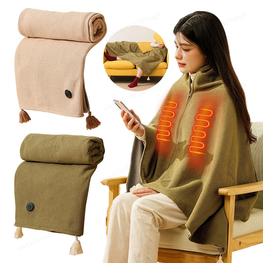 wearable electric heating blanket with usb power 3 heat settings 8 heating zones
