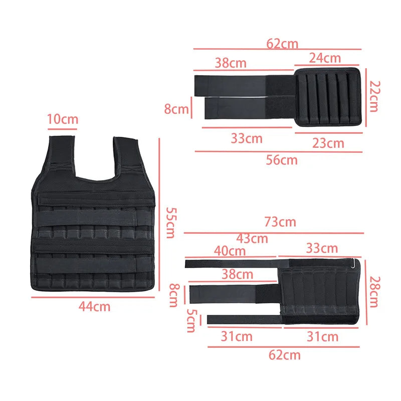 Weighted Vest With Adjustable 15-50kg Wrist And Ankle Weights Heavy Duty For Strength Training
