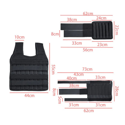 Weighted Vest With Adjustable 15-50kg Wrist And Ankle Weights Heavy Duty For Strength Training
